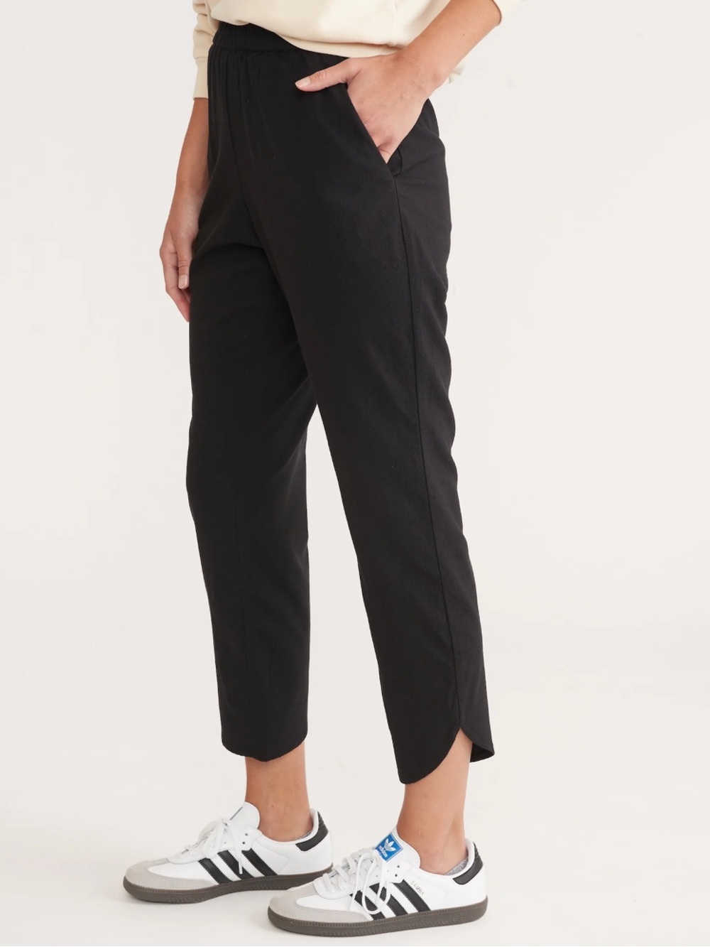 Marine Layer Allison Mid Rise Cropped Pant Size Small Black Pull On Lightweight